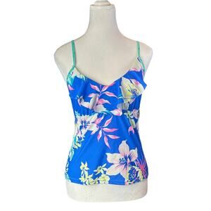 SO Floral Ruffle Tankini Top Size Medium NWT